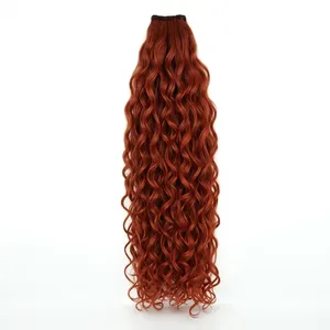 Long Reddish Curly 100% Remy Human Hair Weft <b>Wig</b> Natural Color Full Volume Silk Base Dark <b>Brown</b> Customize Size - Product Image 5