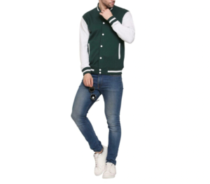 Blousons universitaires en cuir personnalisés pour hommes 2026 – Blouson bomber noir en laine avec manches en cuir de vachette véritable - Product Image 3