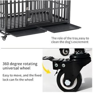 Jaula Metálica Resistente para Perros de 52 Pulgadas con 4 Ruedas Bloqueables, Jaulas Grandes para Perros Fuertes y Duraderos - Product Image 5