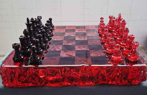 Juego de Ajedrez de Resina Roja Lava, Piezas de Ajedrez Negras y Rojas Hechas a Mano, Regalo de Lujo para Él, Tablero de Ajedrez Artístico de Resina - Product Image 3