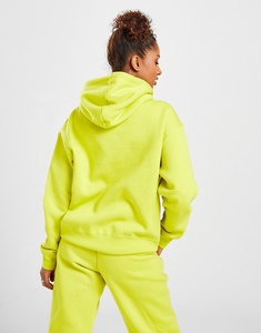 Sweat-shirt à capuche surdimensionné pour femme, jaune fluo, manches longues, couleur unie, en molleton de coton, pour l'automne - Product Image 3