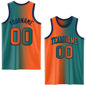 Maillots de basket-ball personnalisés de qualité supérieure avec design dégradé, couleur entièrement personnalisable, sans manches, col en V, réversibles - Product Image 1