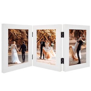 <b>White</b> Wood Foldable Photo <b>Frame</b> Rectangle Horizontal Elegant Digital Printing Tabletop Display - Product Image 3