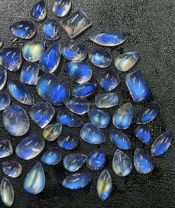 Venta al por mayor lote mejor calidad caliente arcoíris natural piedra lunar cabujón piedras preciosas sueltas mezcla tamaño forma azul fuego piedra lunar joyería - Product Image 4