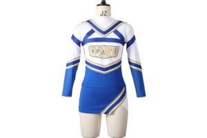 Ensemble d'uniformes de cheerleading personnalisés pour femmes, haut à manches longues, jupe, uniforme d'équipe sportive, spandex/polyester 300g OEM - Product Image 2