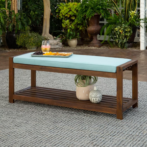 Teak Wood Patio <b>Bench</b> With Minimalist Design and Soft <b>Cushion</b> for Home Furniture Decoration and Garden Set - Product Image 6