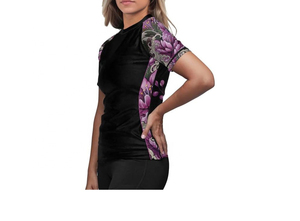 Camiseta Deportiva de Compresión para Mujer, Manga Larga, con Estampado Floral de Serpiente Morada, Sublimada, Personalizada, Transpirable - Product Image 5