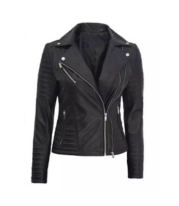 New Fashion Style Custom <b>Women</b> Slim Fit <b>Moto</b> <b>Jacket</b> Asymmetrical with Multiple Zipper Pockets and Lapel Collar <b>Leather</b> <b>Jacket</b> - Product Image 5
