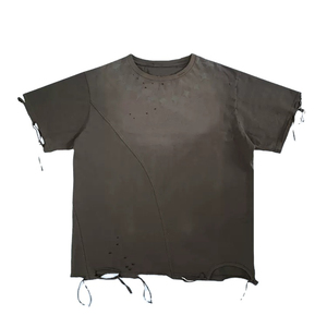 Camiseta Vintage para Hombre, Estilo Desgastado, Corte Holgado, Estilo Urbano, Lavada, Informal, de Algodón, Manga Corta, a la Moda - Product Image 5