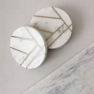 Marble Coaster Set Rest Marble and Brass Kitchen Tools and Gadgets Counter-top <b>Smart</b> Kitchen-Ware at Discounted Price - Product Image 5