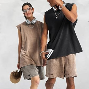 Camiseta sin mangas para hombre, cuello redondo, color sólido, chaleco informal de punto de algodón, negro, gris, verde, conjunto de ropa urbana de verano - Product Image 3