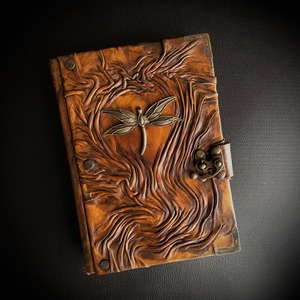Dragonfly Embossed Leather Journal – Spiritual Meditation <b>Diary</b>, Handmade Vintage <b>Notebook</b> - Product Image 1