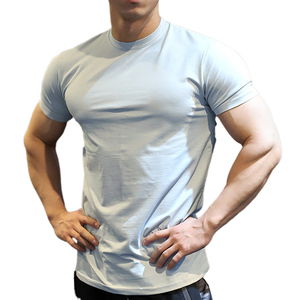 Mens Athletic Top Activewear Shirt Front <b>Logo</b> Slim Fit Short Sleeve Lightweight Gym Sports Quick Dry Elastic Polyester T-shirts - Product Image 1