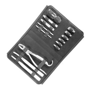 Kit d'instruments dentaires équins Burgess Wolf Tooth Elevator 14 pièces en acier inoxydable avec étui à fermeture éclair - Product Image 3