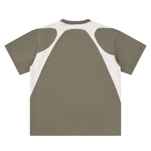 Custom Men's Streetwear T-shirt 100% Cotton Crew <b>Neck</b> Contrast Color Stitching <b>Light</b> Fleece Short-sleeved Front Silk Screen - Product Image 4