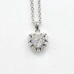 Collier pendentif en zircone cubique taille cœur serti griffe, plaqué rhodium, 4 couches, chaîne maille gourmette, bijoux de mariage pour femme, romantique - Product Image 1