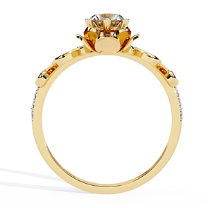 แหวนมงกุฎลายดอกไม้สไตล์วินเทจ ประดับเพชรแบบ Pave วงแหวนทองคำแท้ 14k สำหรับผู้หญิง ของขวัญวันครบรอบ วันหมั้น - Product Image 3