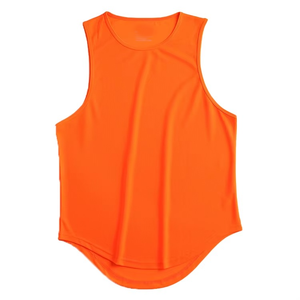 Camiseta sin Mangas para Hombre, Color Naranja, Cuello Redondo, Informal, de Secado Rápido, Deportiva, Tejida, de Color Sólido, Poliéster - Product Image 1