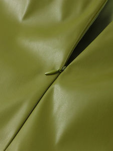 Falda Larga de Cuero Vintage para Mujer, Diseño Sólido con Cierre, Estiliza la Figura, Elegante y Chic, Ropa Urbana Femenina - Product Image 6