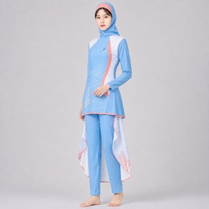 Ensemble de burkini modeste 4 pièces, maillot de bain intégral islamique à manches longues, tenue de plage - Product Image 5