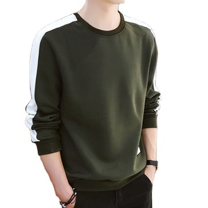 เสื้อสเวตเชิ้ตคอกลมสีเขียวมะกอกสำหรับผู้ชาย แขนยาว สีพื้น ผ้าฝ้าย ทรงปกติ สวมใส่สบายๆ สำหรับฤดูใบไม้ร่วง - Product Image 1