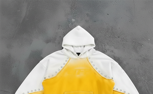 เสื้อฮู้ดดี้ปักคริสตัลสั่งทำพิเศษจากโรงงาน ทรงโอเวอร์ไซส์ ยูนิเซ็กส์ ผ้าฝ้าย 100% ทรงหลวม สั้น ทรงบ็อกซี่ ล้างสีแบบแอซิด บล็อกสี พัฟฟ์ - Product Image 3