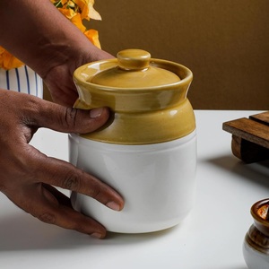 Vintage Ceramic <b>Storage</b> Jar Glazed Lid Rustic Airtight Canister Moisture Safe <b>Kitchen</b> Organizer Farmhouse Counter Accent - Product Image 2