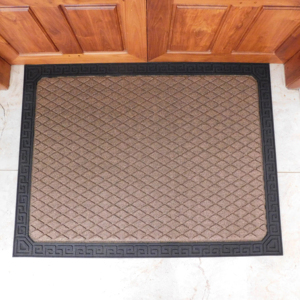 Alfombra de Entrada para Exteriores de Goma Antideslizante, Duradera y Móvil, con Diseño de Diamantes Griegos, 90x120 cm - Product Image 1