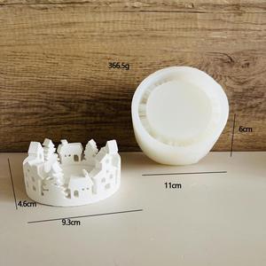 House With Tree Tea Light Candlestick Candle Base Country House Silhouette Table Decoration Candle <b>Silicone</b> Mold - Product Image 6