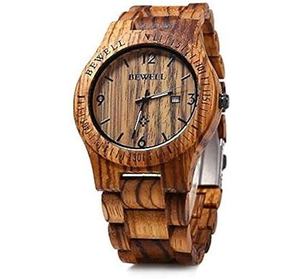 Montre ronde en bois faite à la main avec logo personnalisé, style Art déco antique, design français OEM, mouvement à quartz, usage quotidien, sur mesure - Product Image 3