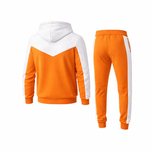 Custom Logo Men Tracksuit <b>White</b> Orange Hoodie Sweatpants Set Sportswear Training Running Gym Wear Supplier - Product Image 3