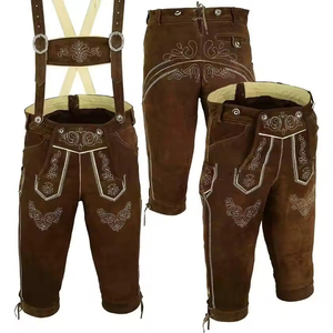 Pantalones Cortos de Cuero ZASSON SPORTS Estilo Bávaro, Unisex, Tradicionales Alemanes para Oktoberfest, de Cuero Premium, Corte Regular - Product Image 1