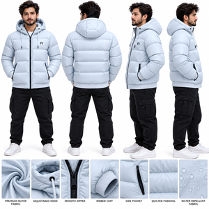 Chaquetas Acolchadas de Invierno para Hombre con Capucha de Calidad Premium, Chaquetas Acolchadas Personalizadas al por Mayor, Proveedor de Chaquetas Impermeables con Logotipo Frontal - Product Image 5