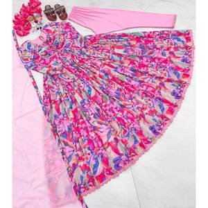 DISEÑADOR GEORGETTE INFERIOR DE VESTIDO IMPRESO DIGITAL CON DUPATTA ROSA - Product Image 3