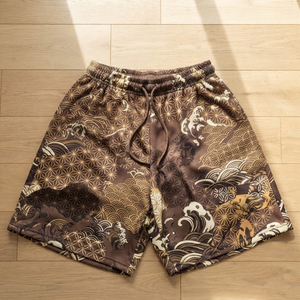 Shorts de skate sublimés pour hommes, taille mi-haute à cordon de serrage, style streetwear décontracté, en molleton épais, pour l'hiver - Product Image 6