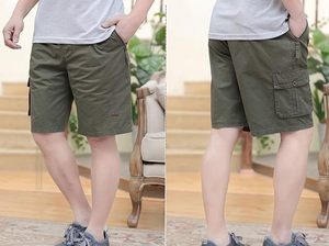 Shorts cargo décontractés pour hommes en sergé, avec fermeture éclair, taille élastique en coton, coupe ample et cordon de serrage - Product Image 4
