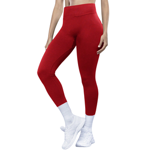Custom Logo Mid Waist Elastic Waist Seamless Breathable Quick Dry Spandex/Polyester Gym <b>Booty</b> Lifting Workout Yoga Leggings - Product Image 6