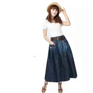 New Women's Vintage High Waist A-<b>Line</b> Denim Skirt Customizable Stonewashed Color Fade Proof Cotton Summer Autumn Spring - Product Image 1