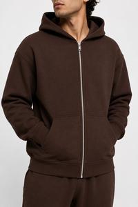 Sweat-shirt à capuche zippé pour homme en molleton 100% coton, couleur unie, coupe classique, respirant, écologique, streetwear, décontracté, manches longues - Product Image 2