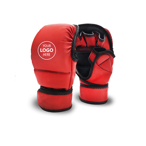 Custom Black Leather MMA Gloves Half Finger Velcro Closure For Adults Martial Arts Training <b>Gear</b> - Product Image 4