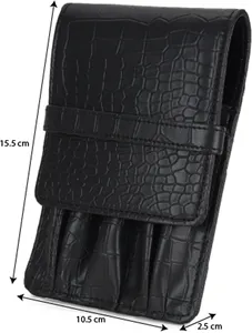 Étui à stylos de luxe en cuir croco noir, porte-stylo plume, pochette de rangement pour crayons en cuir artificiel - Product Image 2