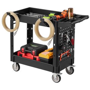 Carrello Multiuso Resistente con Capacità di 250 kg, 2 Ripiani, Ruote Girevoli a 360° e 2 Freni - Product Image 1