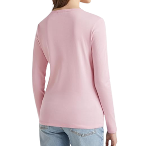 Camisetas Casuales de Moda para Mujer, Cuello Redondo, Manga Larga, 100% Algodón, Tejido Liso Teñido, Ecológico, Transpirable, de Secado Rápido, Color Rosa - Product Image 2
