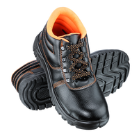 Sepatu Keselamatan Kulit Pria dengan Ujung Baja, Tali, Anti Benturan, Sol Karet, Sepatu Kerja Konstruksi, Semua Musim, Tugas Berat, Industri