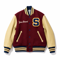 Blouson universitaire chauffant pour homme avec patchs chenille, manches en laine, broderie personnalisée et boutons, idéal pour l'hiver