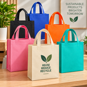 กระเป๋าหิ้วแบบใช้ซ้ำได้ Go Green EcoRev ผลิตจากผ้าไม่ถักทอ ลายใบไม้ พร้อมหูหิ้วยาวถึงมือ เป็นมิตรกับสิ่งแวดล้อม รับสกรีนโลโก้ สำหรับธุรกิจขายของ - Product Image 4