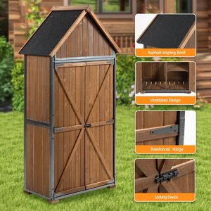 Armadio da Esterno con Telaio in Metallo 82 cm (L) x 53 cm (L) x 170 cm (A) - Casetta Porta Attrezzi da Giardino per Cortile, Patio e Prato - Product Image 6