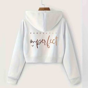 Sudadera Corta de Invierno con Texto Gráfico y Cierre Frontal, Suministro ODM, 100% Algodón - Product Image 1