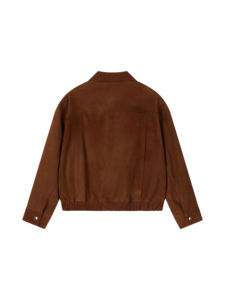 Goat <b>Suede</b> Solid High Street Bomber <b>Jacket</b> Brown - Product Image 2