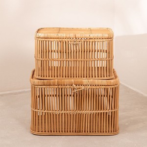 <b>Stackable</b> <b>storage</b> lidded <b>boxes</b> rattan cane trunk household box organiser chest hamper cheapest cost - Product Image 1
